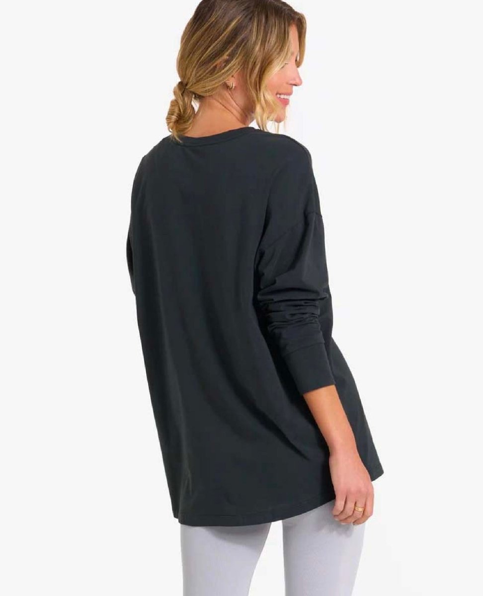 Feather Tee Long Sleeve Washed Black - miamidrugpossession