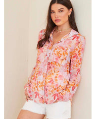 Fiesta Floral Button Down Top - PINK ARROWS