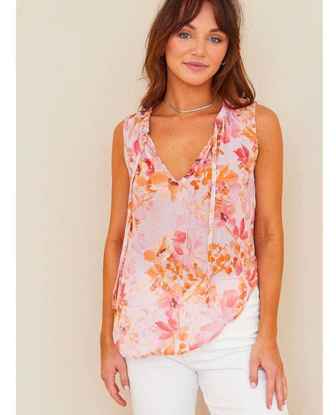 Fiesta Floral Sleevless Top - PINK ARROWS