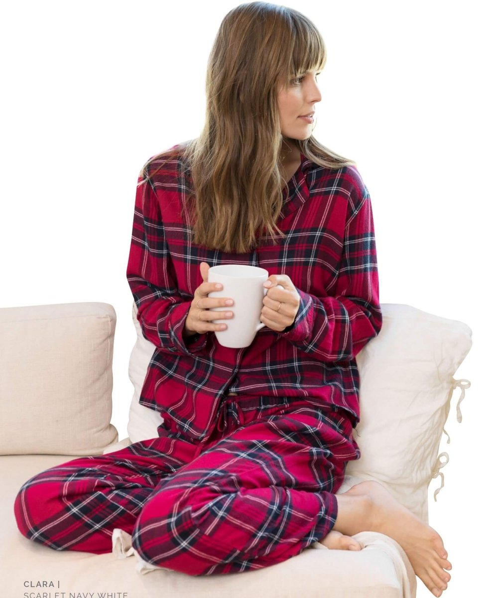 Flannel PJ Set, Scarlet Navy White - clearpathherbicide