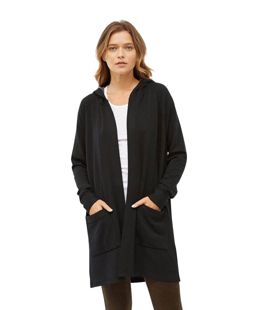 Fleece Hooded Cardigan, Black - miamidrugpossession