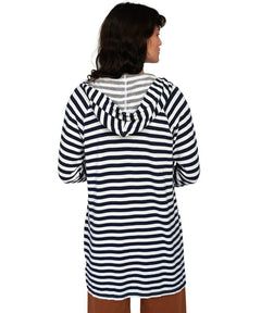 Fleece Hooded Cardigan White Stripe - clearpathherbicide