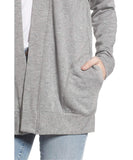 Fleece Open Front Pocket Cardigan Grey - miamidrugpossession