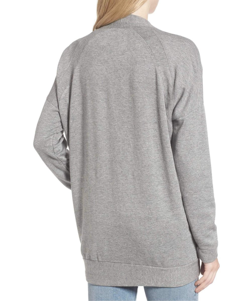 Fleece Open Front Pocket Cardigan Grey - miamidrugpossession