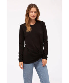 Fleece Twist Front Sweatshirt Black - clearpathherbicide