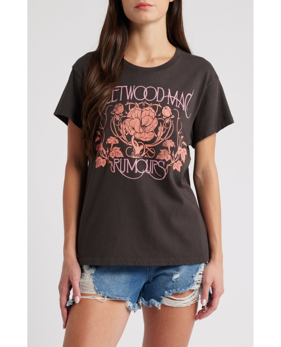 Fleetwood Mac Floral Tour Tee Black - miamidrugpossession