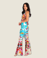 Flower Bomb Printed Bell Bottoms - miamidrugpossession