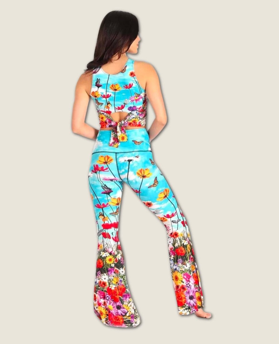 Flower Bomb Printed Bell Bottoms - miamidrugpossession