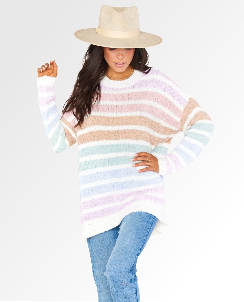 Flurry Sweater Powder Stripe - PINK ARROWS