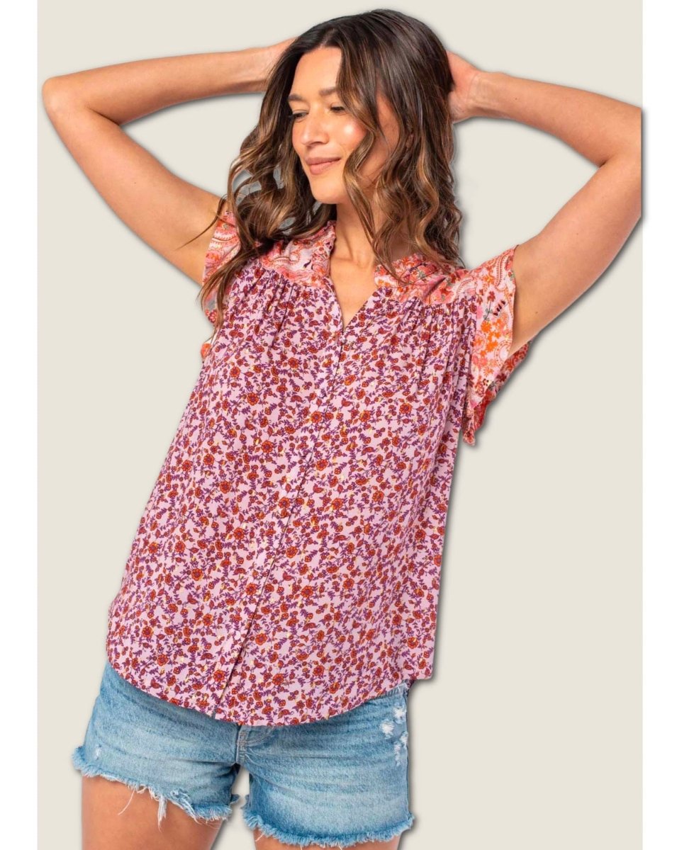 Flutter Sleeve Top Floral Top - miamidrugpossession