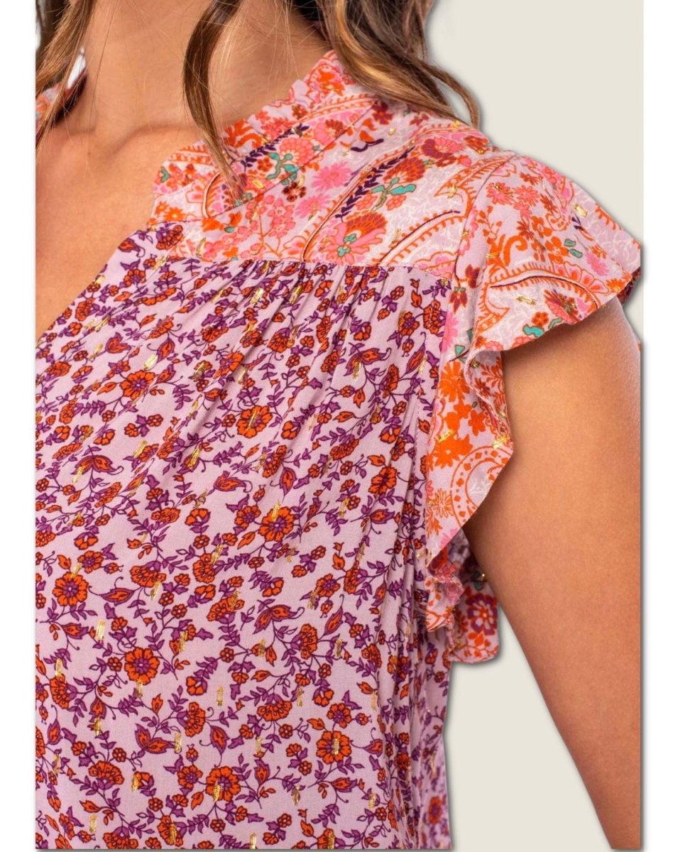 Flutter Sleeve Top Floral Top - miamidrugpossession