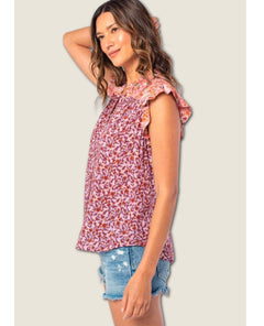 Flutter Sleeve Top Floral Top - clearpathherbicide