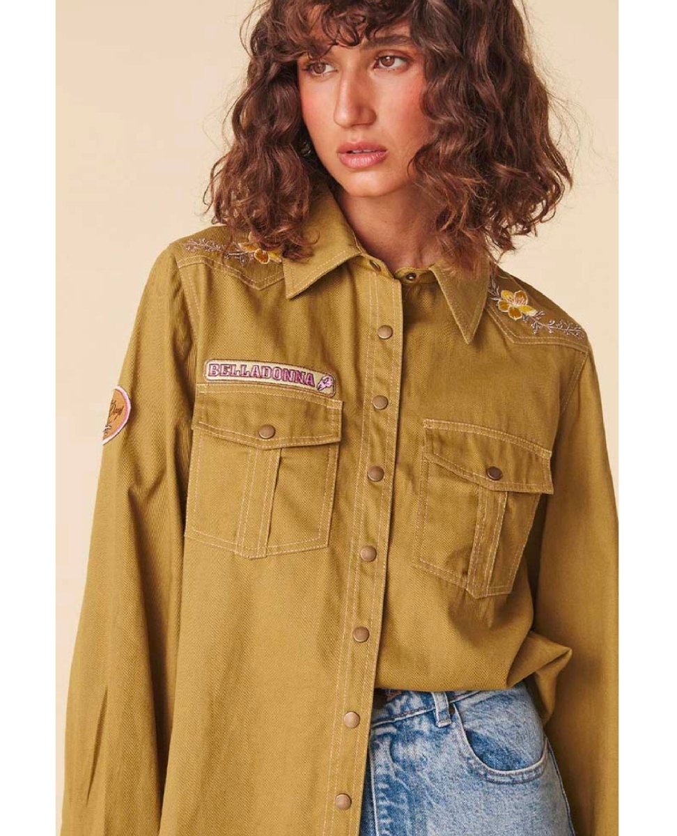 Foxglove Embroidered Shirt Olive - clearpathherbicide