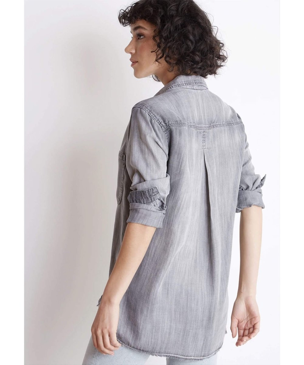 Fray Shirt Tail Button Down Grey - clearpathherbicide