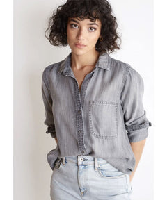 Fray Shirt Tail Button Down Grey - clearpathherbicide