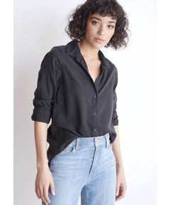 Fray Shirt Tail Button Down Vintage Black - clearpathherbicide