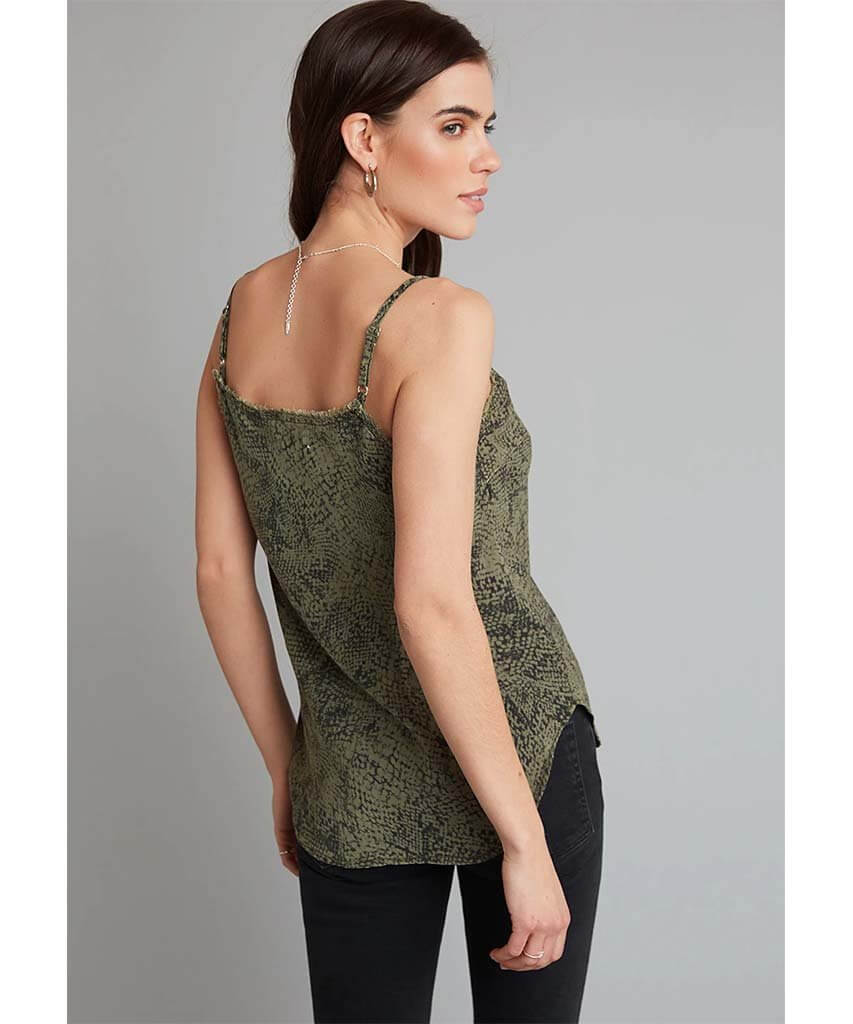 Frayed Cami Snake Print Cactus - miamidrugpossession