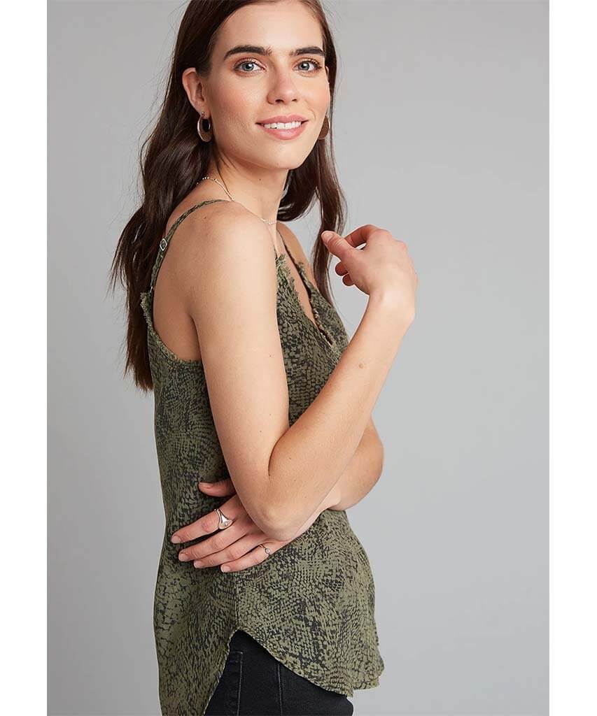 Frayed Cami Snake Print Cactus - miamidrugpossession