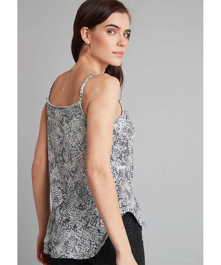 Frayed Cami Snake Print Moonstone - miamidrugpossession