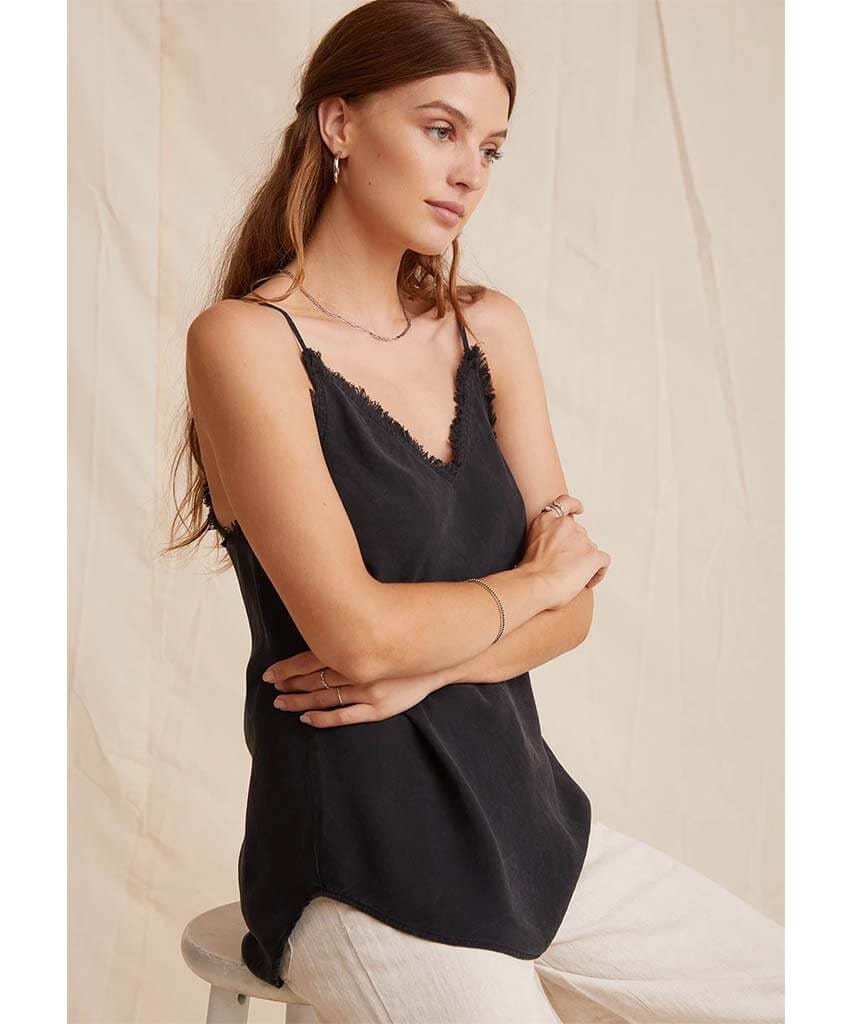 Frayed Cami Vintage Black - miamidrugpossession