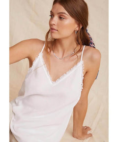 Frayed Cami White - miamidrugpossession