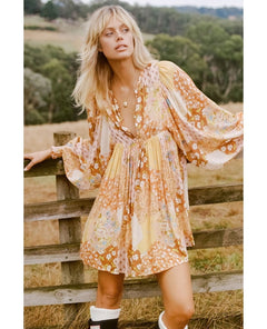 Freda Boho Mini Dress Amber - clearpathherbicide