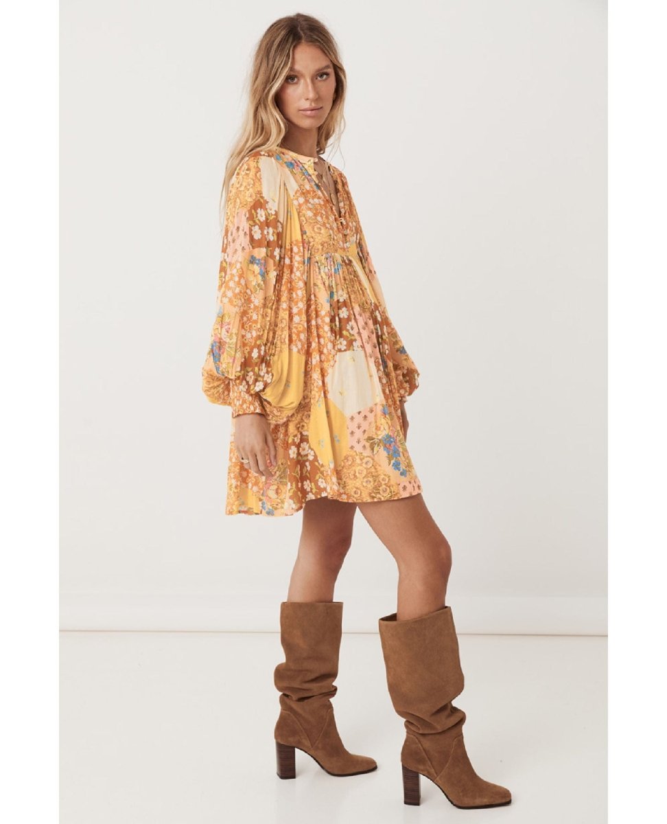 Freda Boho Mini Dress Amber - miamidrugpossession