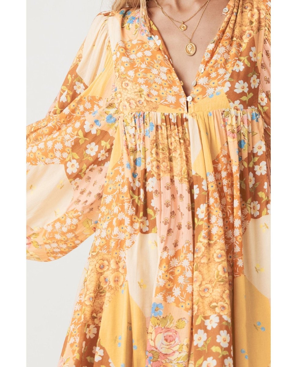 Freda Boho Mini Dress Amber - miamidrugpossession