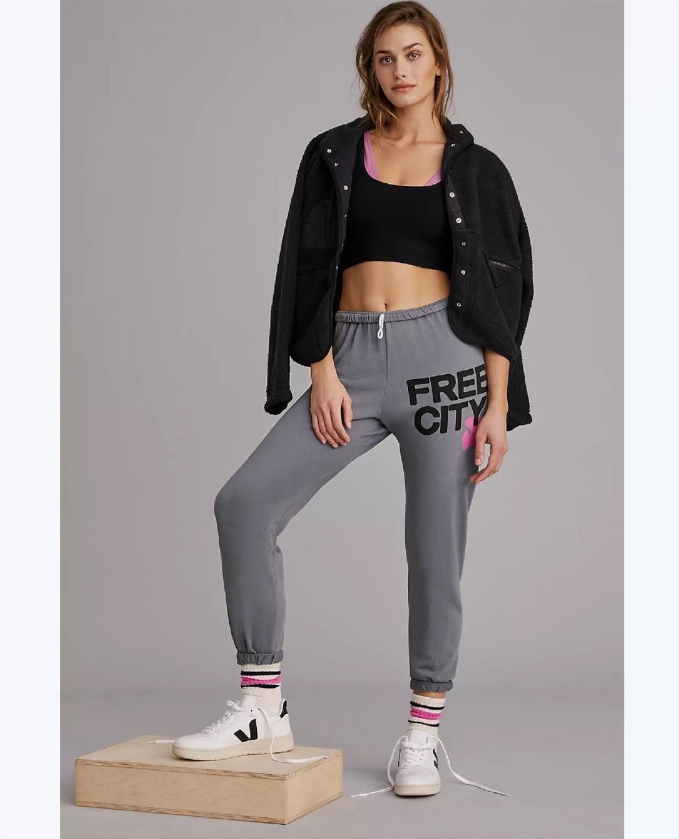 Free City Large Sweatpants Grey Pink - miamidrugpossession