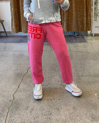 Free City Large Sweatpants Pink Silver - PINK ARROWS