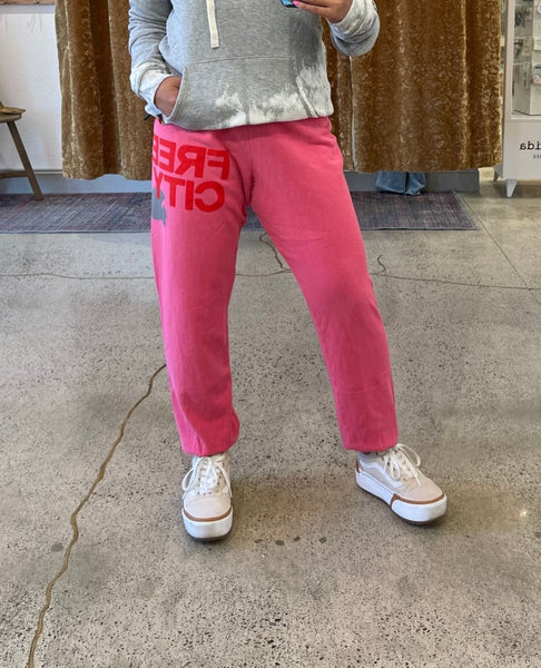 Free City Large Sweatpants Pink Silver - clearpathherbicide