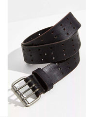 Free People Triple Threat Leather Belt Black - PINK ARROWS