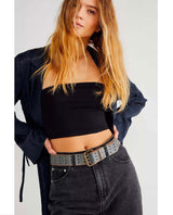 Free People Triple Threat Leather Belt Pine - miamidrugpossession