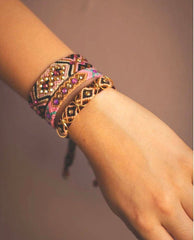 Free Spirit Bracelet with Rings Brown - PINK ARROWS