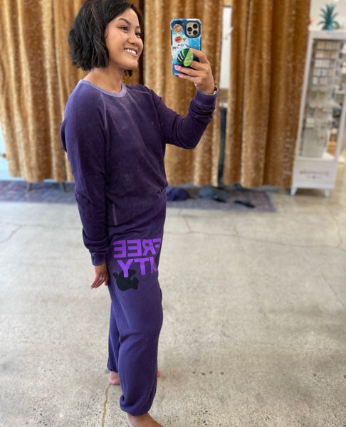 FREECITY Large Sweatpants Purple - miamidrugpossession