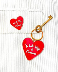 French Red Heart Keychain - PINK ARROWS