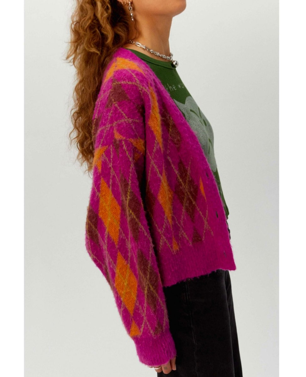 Fuchsia Sunset Argyle Cardigan - miamidrugpossession