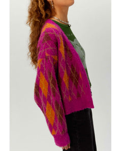 Fuchsia Sunset Argyle Cardigan - clearpathherbicide