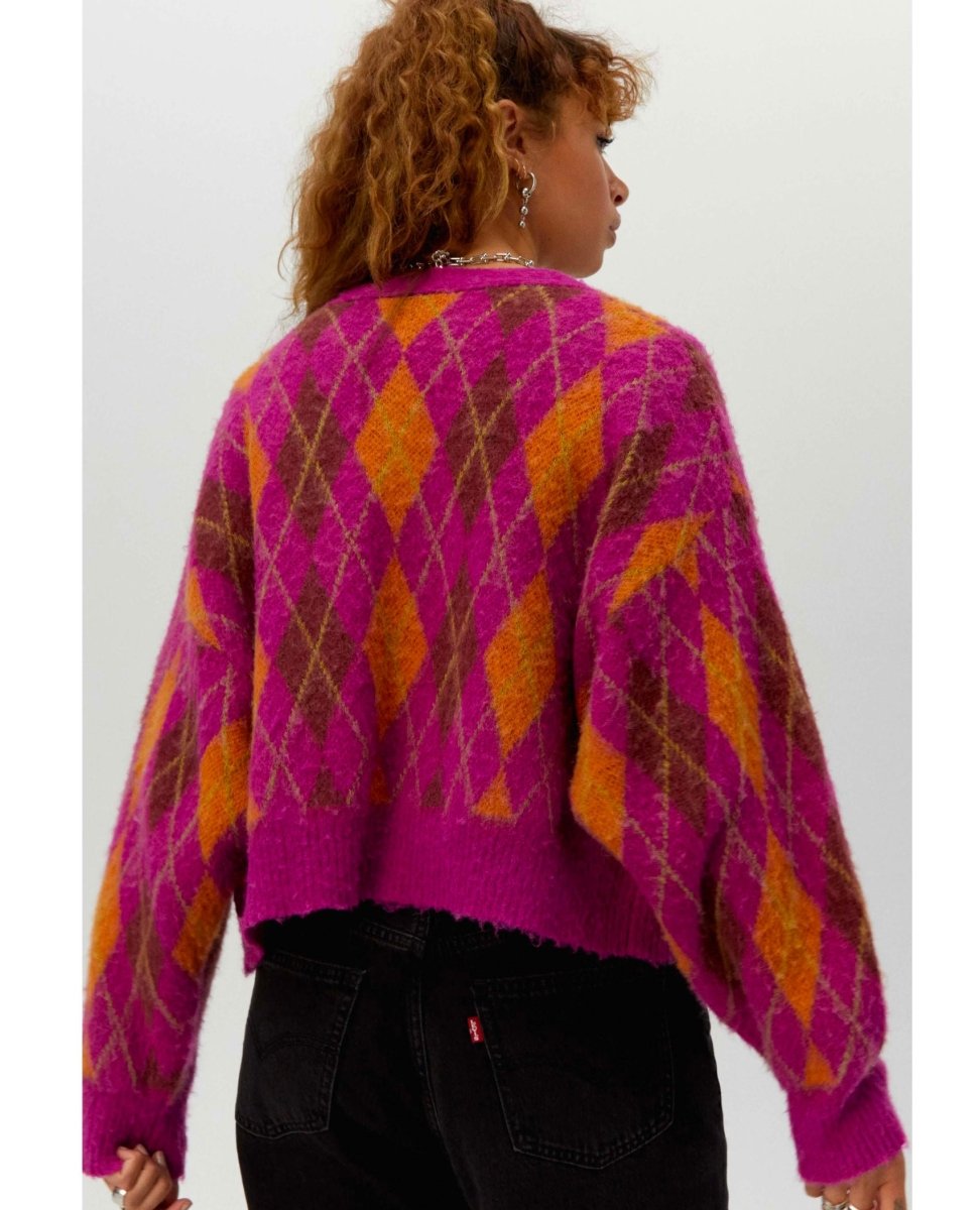 Fuchsia Sunset Argyle Cardigan - miamidrugpossession