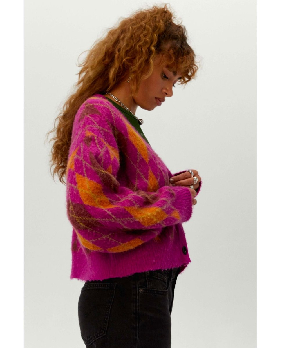 Fuchsia Sunset Argyle Cardigan - clearpathherbicide