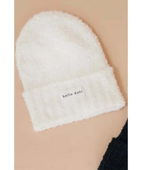 Fuzzy Beanie Winter White - PINK ARROWS