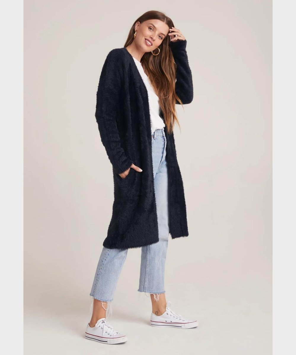 Fuzzy Cardi Coat with Pockets Black - clearpathherbicide