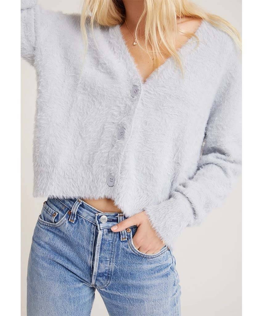 Fuzzy Cardigan Silver - miamidrugpossession