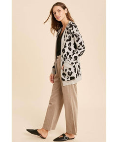 Fuzzy Leopard Cardigan With Pockets - miamidrugpossession