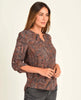 Gabriella 3/4 Indigo Print Blouse - miamidrugpossession