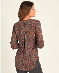 Gabriella 3/4 Indigo Print Blouse - clearpathherbicide