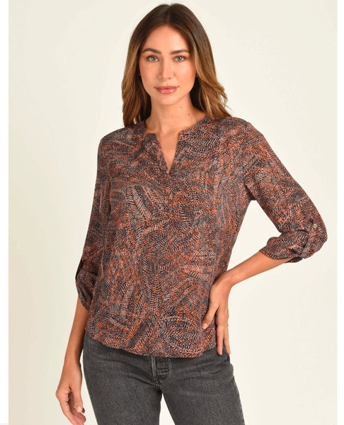 Gabriella 3/4 Indigo Print Blouse - clearpathherbicide