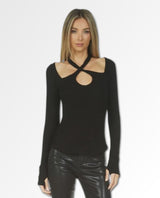 Gael Keyhole Cutout Top Black - miamidrugpossession