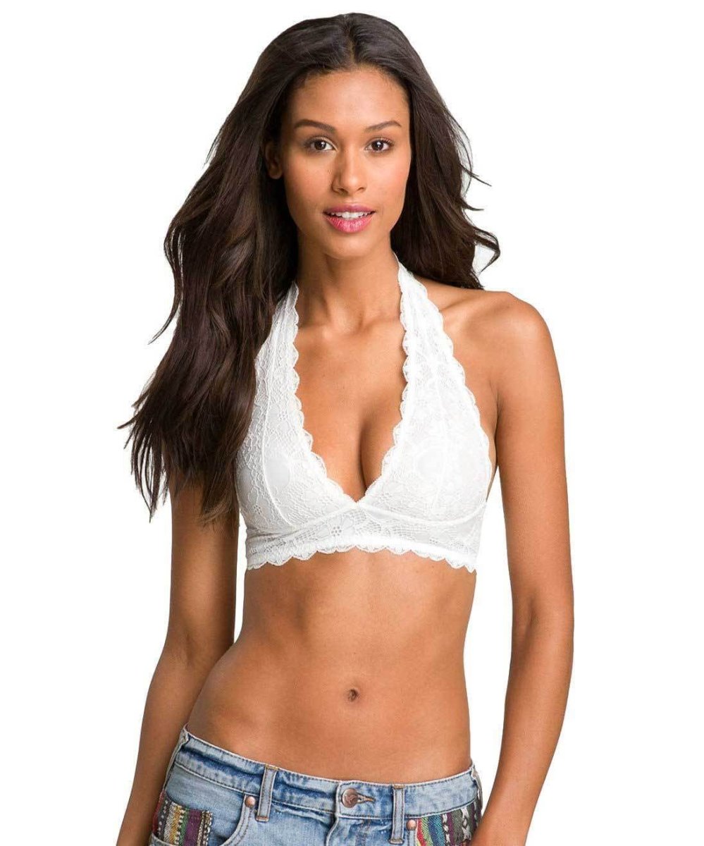 Galloon Lace Halter Ivory Bra - miamidrugpossession