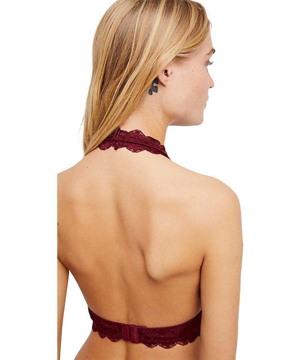 Galloon Lace Halter, Wine - miamidrugpossession